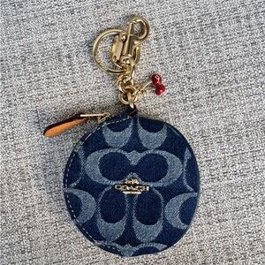 Coach Denim Round Coin Purse w/ Cherry Charm